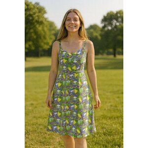 Vintage Strappy Design Green Purple Dress Long